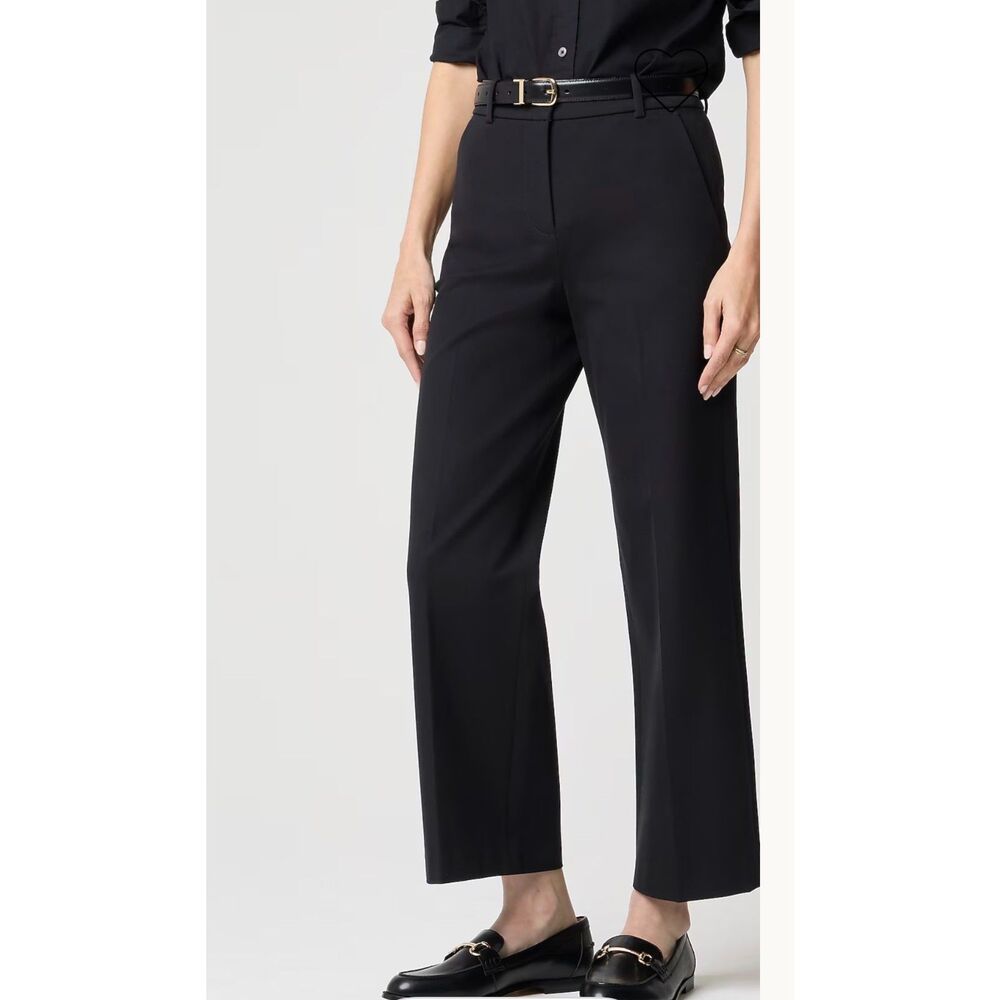 J Crew Womens Remy Wide Leg Cropped Black Pants Size 8 J.Crew Factory Workwear